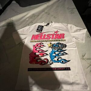 White Graphic Tee with Flame Design